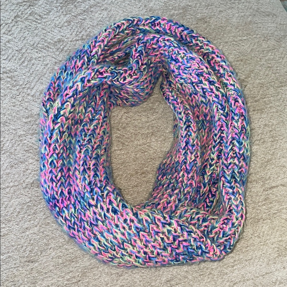 Abercrombie & Fitch Pink and Blue Infinity Scarf with Chunky Knit Texture
